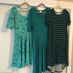 TEAL/TURQUOISE lot of LuLaRoe dresses XL/M (Carly)